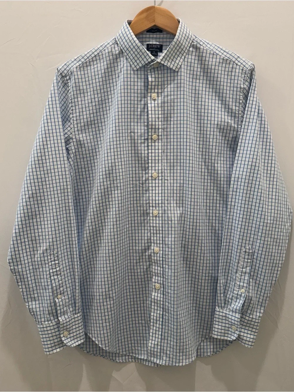 J. Crew Men’s Blue Windowpane Button-Up Shirt Medium